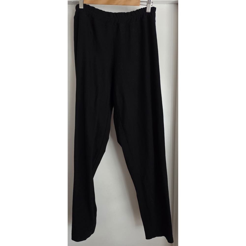 Eileen Fisher Pants Women M Black Solid Casual Straight Trousers Slacks